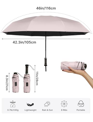 G4Free 46 Inch UPF 50+ Sun Umbrella with Extendable Built-in Handle - color: Sakura Pink
