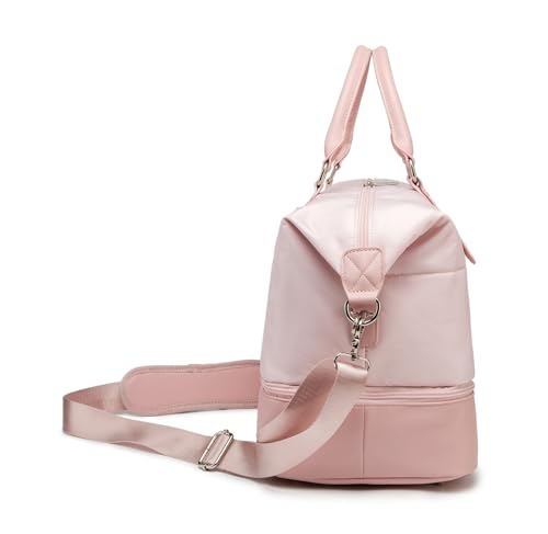 Kinmac Travel Duffel - Overnight Weekender & Gym Bag, Carry-on Tote (Pink) - color: Pink