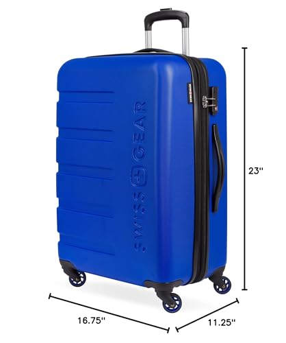 SwissGear 7366 Signature Hardside Expandable Luggage with Spinner Wheels, TSA Lock, Cobalt, Checked-Medium 23-Inch - color: Cobalt, size: Checked-Medium 23-Inch