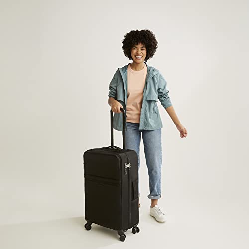 Vera Bradley Women's Softside Rolling Suitcase Luggage, Black, 27" Check In - color: Black, size: 27" Check In