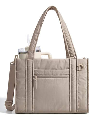BAGSMART Boxy 여성용 토트백, 지퍼가 달린 크로스바디 작업 가방 - color: 낙타, size: 스몰
