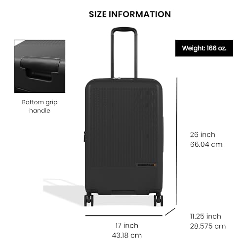 Sherpani Meridian, 26 Inch Hardshell Rolling Checked Luggage (Black) - color: Black, size: 26-Inch Checked