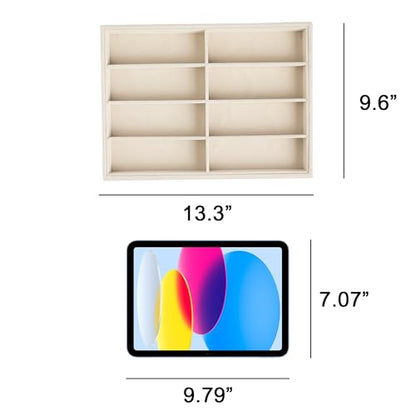 Frebeauty 8-Slot Sunglass Organizer,Velvet Sunglass Holder for Drawer - color: Beige, style: No Lid