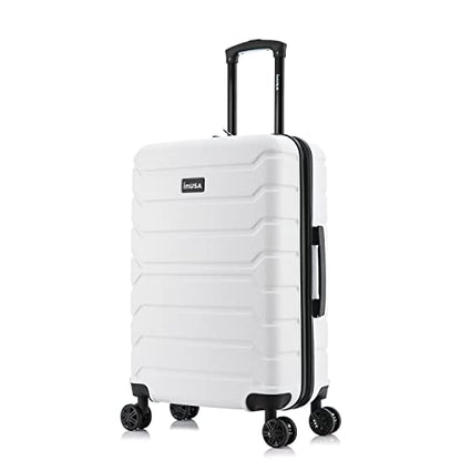 InUSA TREND Luggage with Spinner Wheels | Durable lightweight Hardside Suitcase, Travel bag with Handle and Trolley, 24-Inch Medium Checked luggage | White - color: White, size: Medium