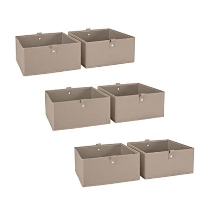 RiverRidge Folding Storage Bins - 6-Pack of 5in Tall Taupe Cubes - color: 6 Taupe Bins