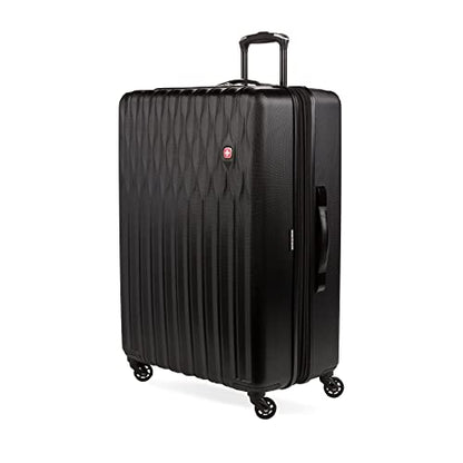 SwissGear 8018 Expandable Luggage, Hard Shell Large Luggage with Spinner Wheels - color: Black, size: Checked-Large 27-Inch