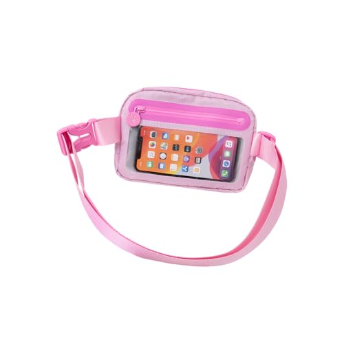 geckobrands Waterproof Belt Bag – Water-Resistant Gear Organizer with Phone Window & Adjustable Strap - color: Bubble Pink