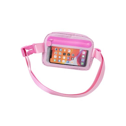geckobrands Waterproof Belt Bag – Water-Resistant Gear Organizer with Phone Window & Adjustable Strap - color: Bubble Pink