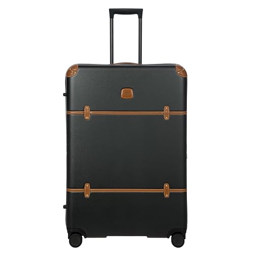 Bric's Bellagio 3.0 Spinner Trunk- Luxury Hardshell Check In Luggage with Large Wheels, Telescopic Handle, Leather Detailing - Expandable Rolling Suitcase - 32", Black - color: Black, size: Checked-extra large