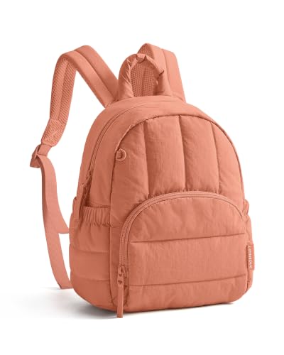 BAGSMART Mini Backpack for Women, Lightweight Puffer Backpack Purse, Quilted Casual Daypack, Water-Resistant Bookbag - color: Clay Orange