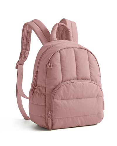 BAGSMART Mini Backpack for Women, Lightweight Puffer Backpack Purse, Quilted Casual Daypack, Water-Resistant Bookbag - color: Dark Pink