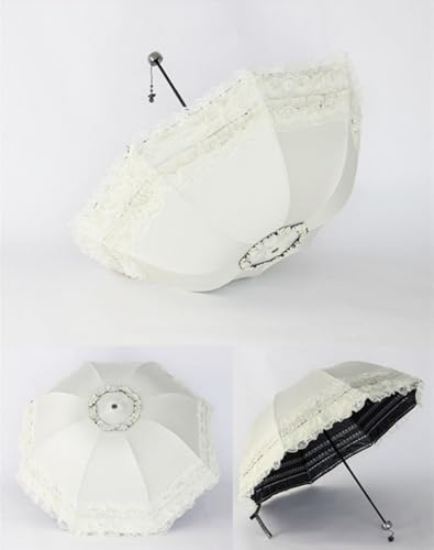 Honeystore Princess Lace Ultraviolet-Proof Folding Umbrella Anti-uv Dome Parasol - color: Style1 Ivory