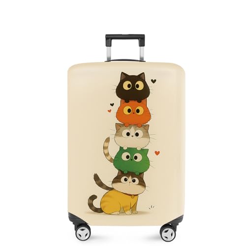 ANNA QUEEN Stacked Cute Cats Luggage Cover, Fun Cat Pile Design, Stretchable, Washable Travel Protector for 28-30 Inch Suitcases - color: #38, size: L(fits 28-30Inch suitcase)