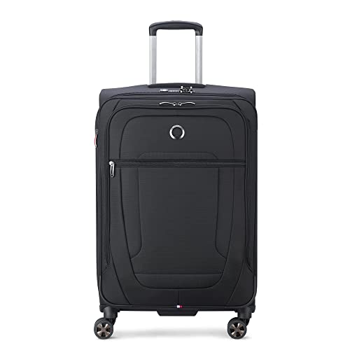 DELSEY PARIS Helium DLX Softside Expandable Luggage with Spinner Wheels, Black, Checked-Medium 25 Inch - color: Black, size: Checked-Medium 25 Inch