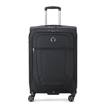 DELSEY PARIS Helium DLX Softside Expandable Luggage with Spinner Wheels, Black, Checked-Medium 25 Inch - color: Black, size: Checked-Medium 25 Inch