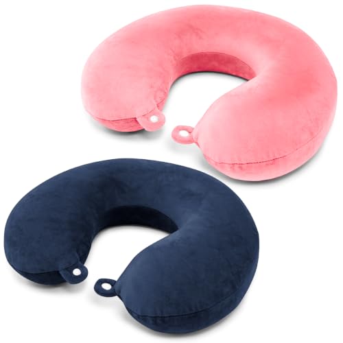Philbinden 2 Packs Travel Neck Pillow Cover, Reusable U Shaped Washable Cover (Dark Blue Pink) - color: Dark Blue Pink