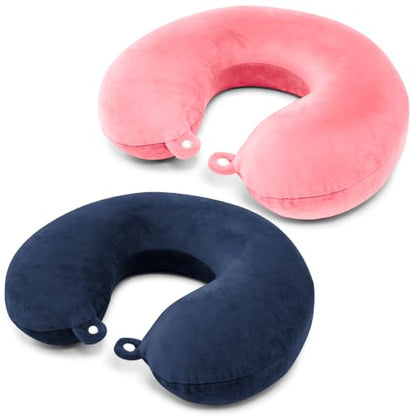 Philbinden 2 Packs Travel Neck Pillow Cover, Reusable U Shaped Washable Cover (Dark Blue Pink) - color: Dark Blue Pink