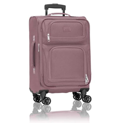 U.S. Traveler Rio Lightweight Softside Rolling Carry-on Suitcase, 4-Wheel Single, Mauve - color: Mauve, size: 22"