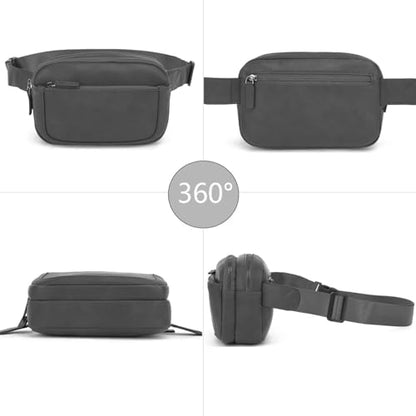 Fanny Packs for Women, Large Vegan Leather Waterproof Belt Bag, Gray - color: Grey