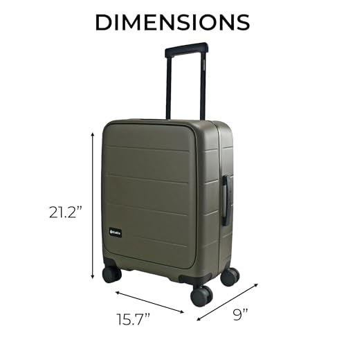 MiaMily Ride-On Carry-On Luggage with Built-In Seat for Adults & Kids, Front Opening Hard Shell Suitcase, TSA Lock, 360° Spinner Wheels, Waterproof Pockets, Lightweight 43L Carry-On, Olive Green - color: Olive Green