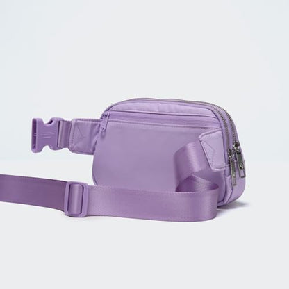 Pander Nylon Fanny Pack Belt Bag for Women with 5 Zipper Pockets - color: Lilac Purple