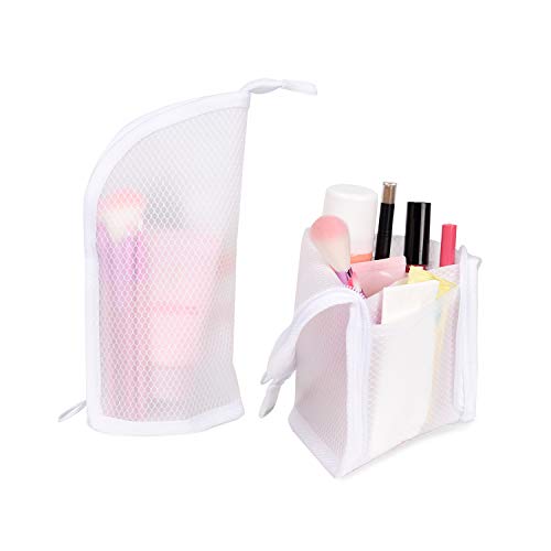 Patu Standing Travel Toiletry Bag - Transparent Waterproof PVC Mesh Pouch with Triangle Design for Bathroom Essentials & Personal Care, White - color: White
