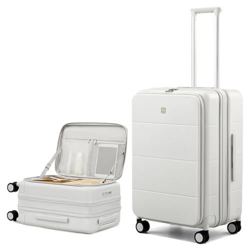 Hanke Expandable Medium Checked Luggage, 24 Inch Top Opening Suitcase - color: Smoke White, size: 24 Inch EXT