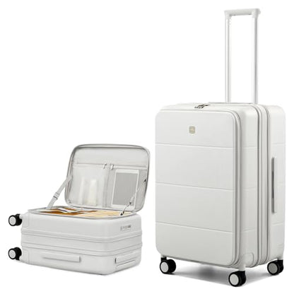 Hanke Expandable Medium Checked Luggage, 24 Inch Top Opening Suitcase - color: Smoke White, size: 24 Inch EXT