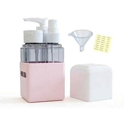 4-in-1 Refillable Cosmetic Containers, TSA Approved Travel Toiletry Kit - color: Light Pink