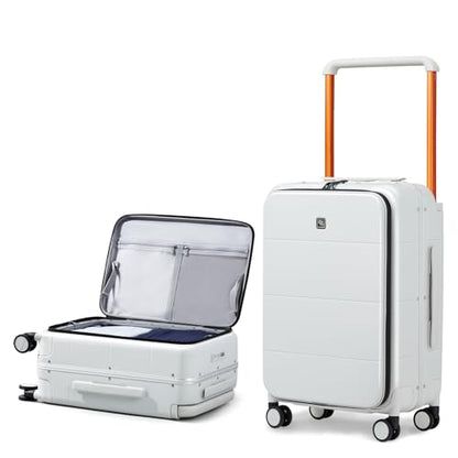 Hanke Top Opening 24 Inch Checked Luggage, Aluminum Frame Medium Suitcase - color: Smoke White, size: 24 Inch