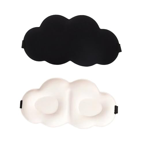 2 Pack Sleep Eye Masks 3D Contoured Cup Sleeping Mask Cloud Shaped Soft Complete Light Blocking Blindfold Sleep Mask for Back and Side Sleeper Travel Airplane Train Trip Nap