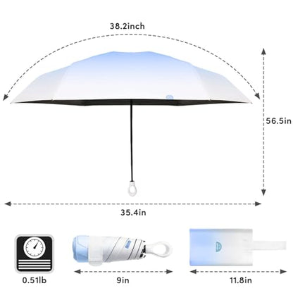 Mini Travel Umbrella Small Umbrella for Travel UV Parasol Compact Foldable - color: 2 Pieces Blue