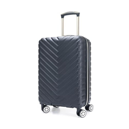 Kenneth Cole REACTION Madison Square Lightweight Hardside Chevron Expandable Spinner Luggage, Black, 2-Piece Set (20" & 28") - color: Black, size: 2-Piece Set (20" & 28")