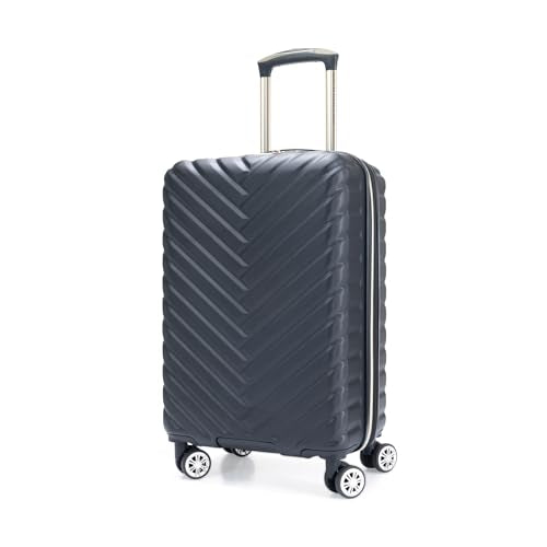 Kenneth Cole REACTION Madison Square Lightweight Hardside Chevron Expandable Spinner Luggage, Black, 20-Inch Carry On - color: Black, size: 20-Inch Carry On
