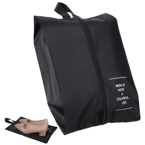 Smell Proof Shoe Bag with Active Carbon Fabric, Odor-Absorbing Waterproof Travel Sports Shoe Bags for Men, Large Golf Gym Cleat Soccer Baseball Organizer with Zipper Handle - Black