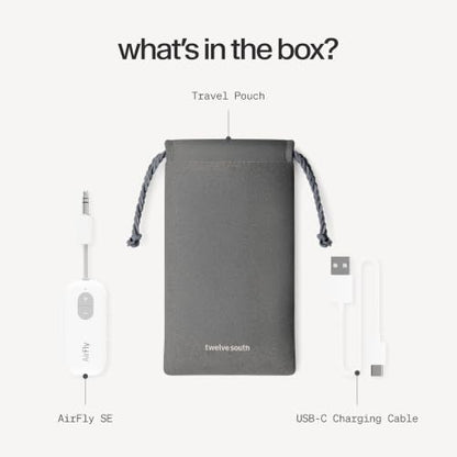 Twelve South AirFly SE, Bluetooth Wireless Audio Transmitter Adapter, White - color: White, style: AirFly SE