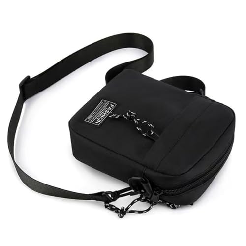 Small Sling Bag for Men & Women Casual Crossbody Bag Waterproof Chest Pack Multi Zipper Compartments - color: Black, style: Two Compartments