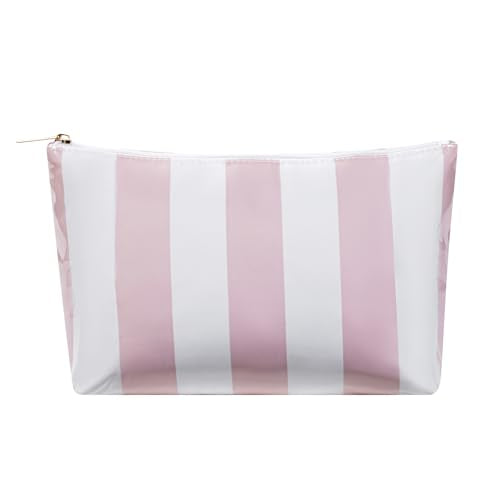 Large PVC Waterproof Striped Makeup Bag(01Pink) - color: 01Pink