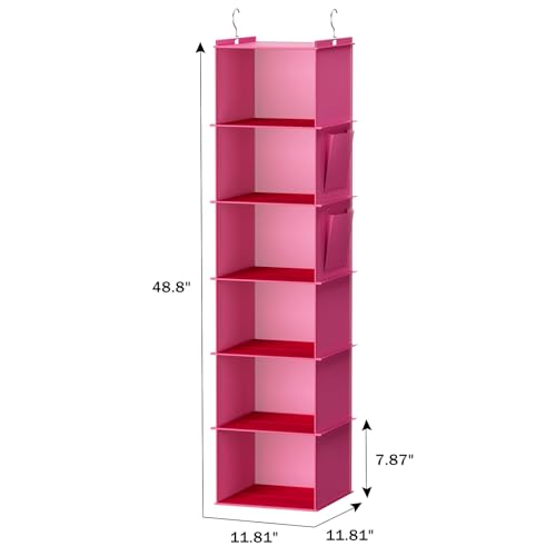 YOUDENOVA Hanging Closet Organizer and Storage, 6-Shelf, Pink - color: Pink