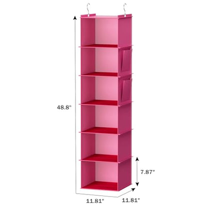 YOUDENOVA Hanging Closet Organizer and Storage, 6-Shelf, Pink - color: Pink