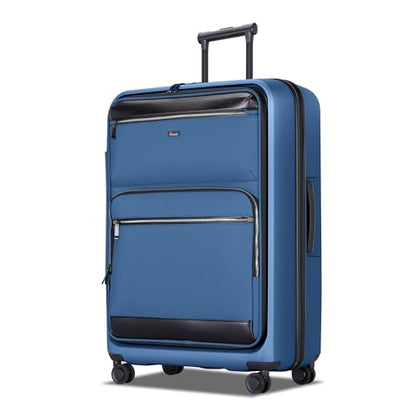 28 Inch Luggage with Spinner wheels, Expandable Hybrid Soft Front & Hard Shell Large Checked Luggage with TSA Lock, Blue - color: Blue, size: 28 Inch