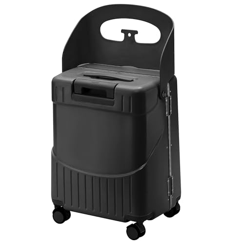 20 Inch Ride On Luggage for Kids, Carry On Suitcase with Foldable Child Seat, Hard Shell Travel Luggage with 360° Spinner Wheels & TSA Lock for Family Airplane Trips - color: Black