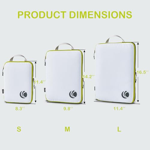 Cipway Compression Packing Cubes for Travel (3 Piece,White) - color: White, size: 3PCS