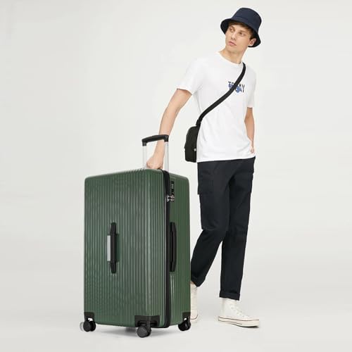 PRIMICIA GinzaTravel Trunk Luggage, 28 Inch Luggage with Spinner Wheels, Scratch resistant texture Lightweight PC material with TSA Lock (Dark Green) - color: Dark Green