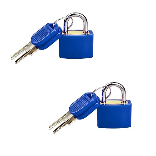 2 Pcs Suitcase Locks with Keys, Mini Keyed Luggage Padlocks, Multicolor Metal Travel Locks with Plastic Cover, Small Padlocks for Suitcases, Backpacks, Lockers, Bags and Storage Boxes (Blue) - color: Blue