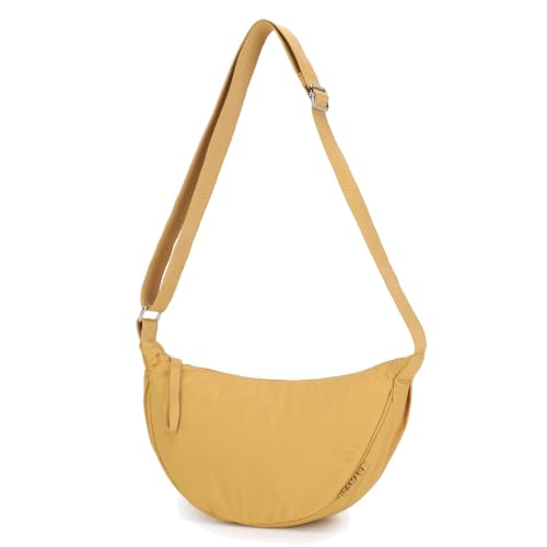 BESMART Small Nylon Crescent Crossbody Bag for Women Men Trendy, Waterproof Crescent Sling, Lightweight Travel Purses - color: Khaki, size: Small
