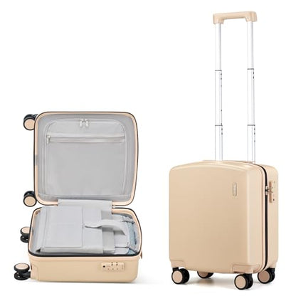 Hanke 16 Inch Underseat Small Carry On Luggage, Hard Shell with TSA Lock - color: Cuba Sand, size: 16 Inch