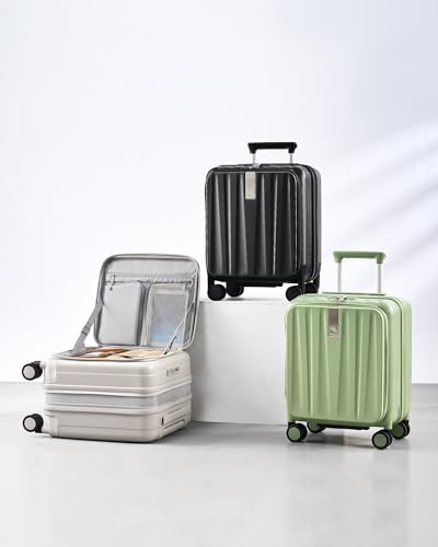 Hanke Top Opening Carry-On - Expandable 16 Inch Airline Approved Spinner - color: Jet Black, size: 16 Inch Expandable