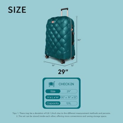 29" Luggae,Expandable,PC Hardshell Suitcases w/TSA LOCK - color: TEAL, size: 29 inch Single Piece