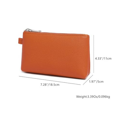 Small Makeup Bag for Purse, Leather Cosmetic (Vitality Orange) - color: PU/Vitality Orange